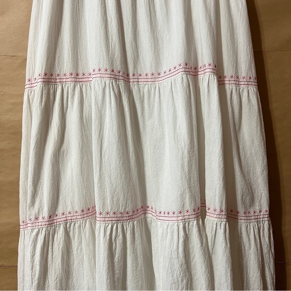 Oak Meadow | Poema Dress Embroidered Tiered Maxi Dress White Pink Size XS - Picture 11 of 16